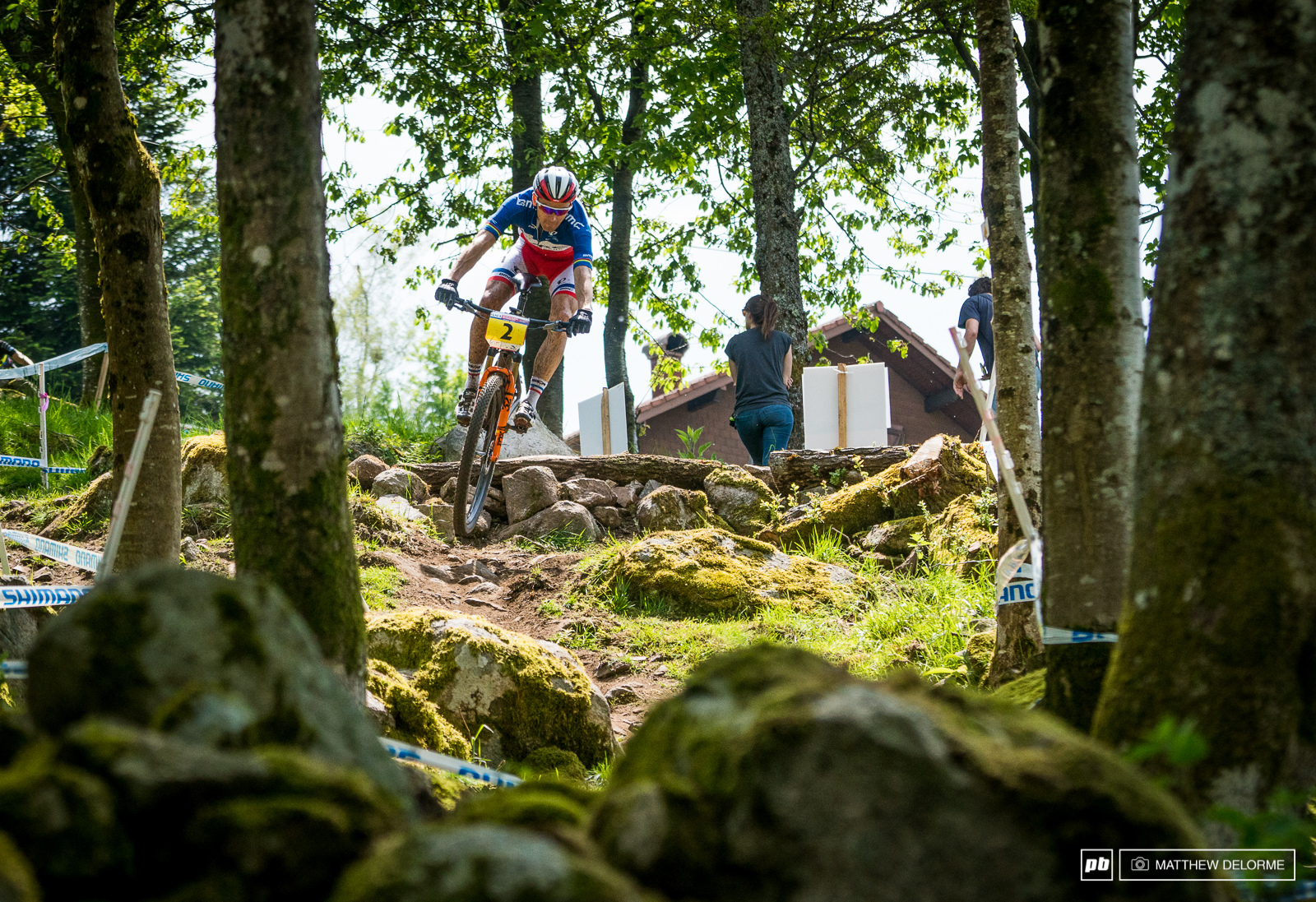 Julien Absalon having no troubles with the course during practice.