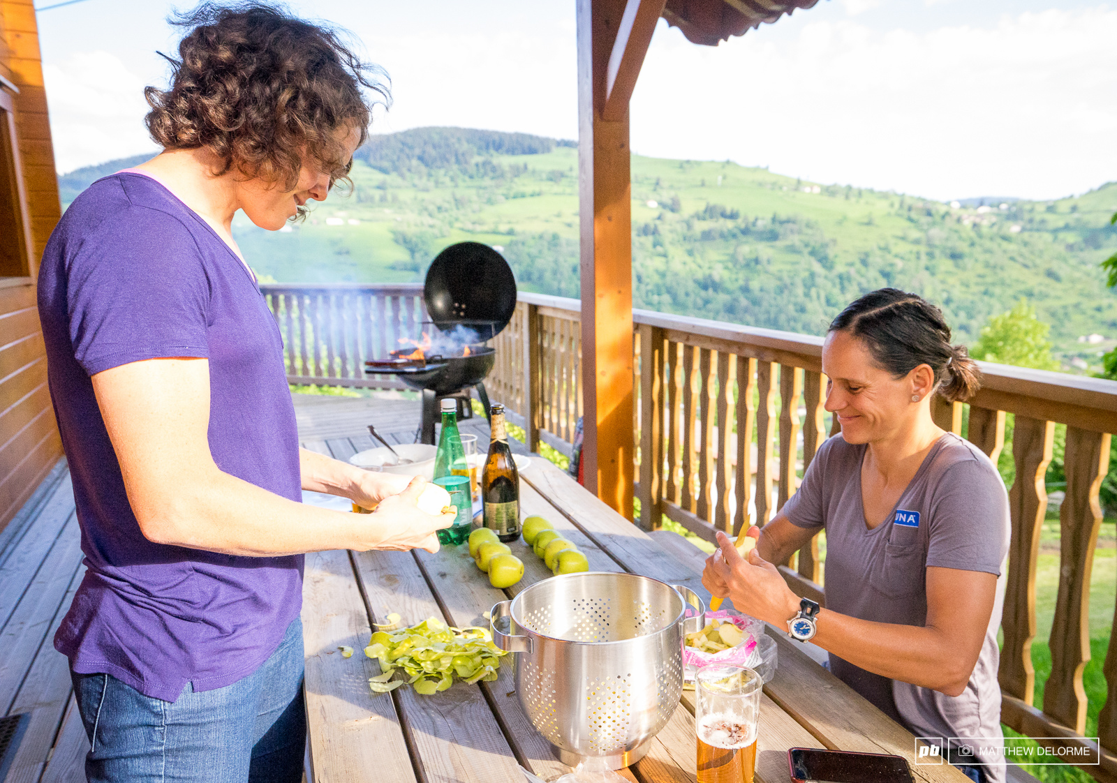Georgia Gould and Katerina Nash helping out with team dinner.