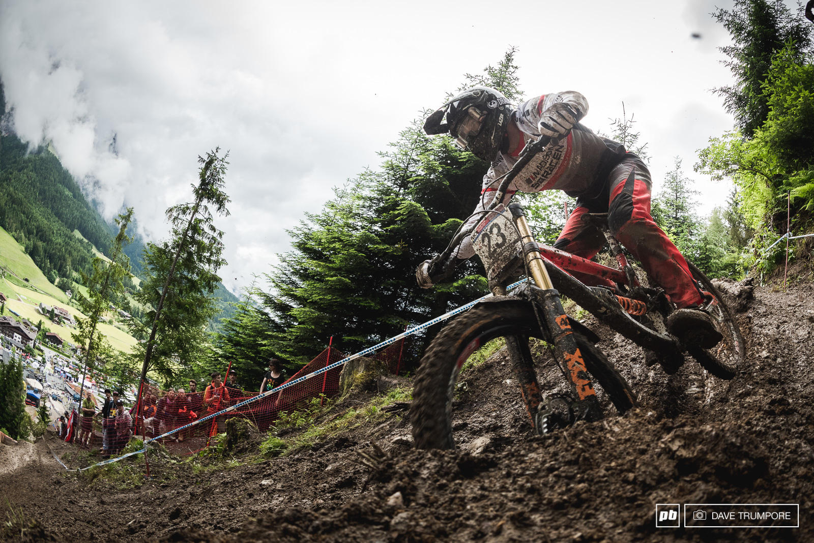 Matt Simmonds blasts through the thick and drying mud on the last technical chute on track.