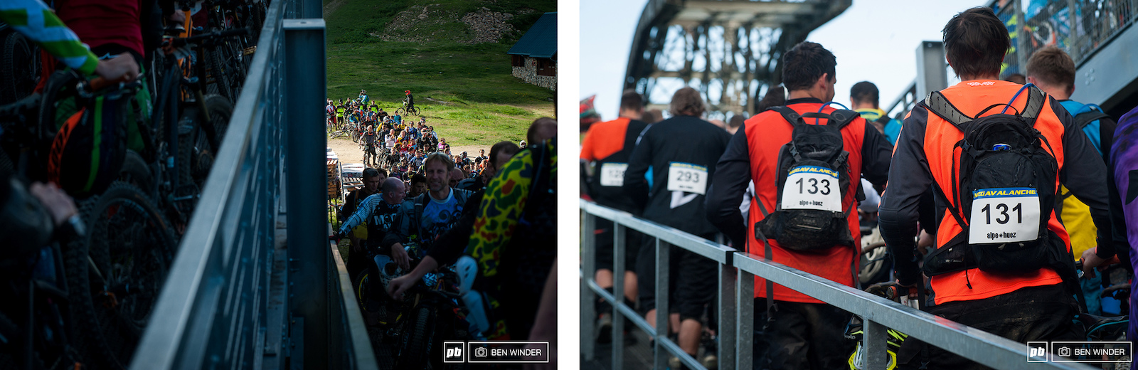 Queues of riders excited to get to the top.