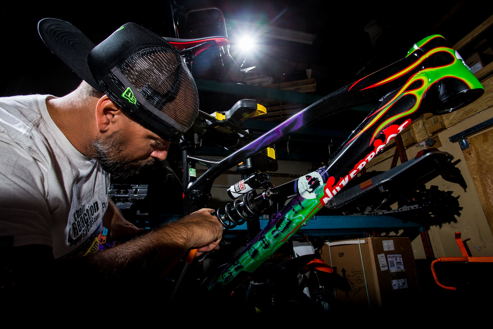 A man with an eye for even the smallest detail, ensuring that his and Sam's bike is always perfect.
