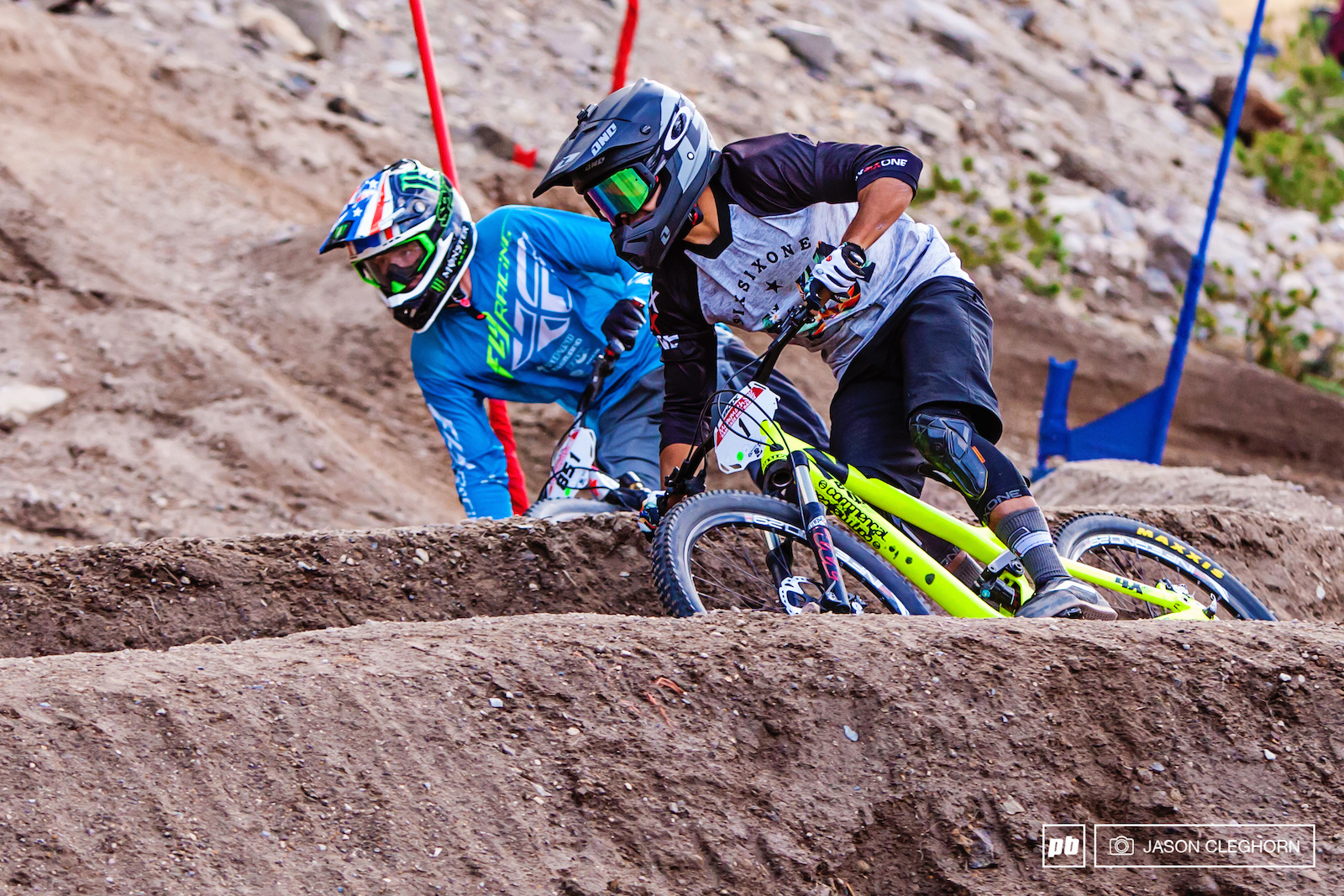 Austin Warren, on the right, would edge out Devin Kjaer for the win in Dual Slalom. This was Devin's first pro race!
