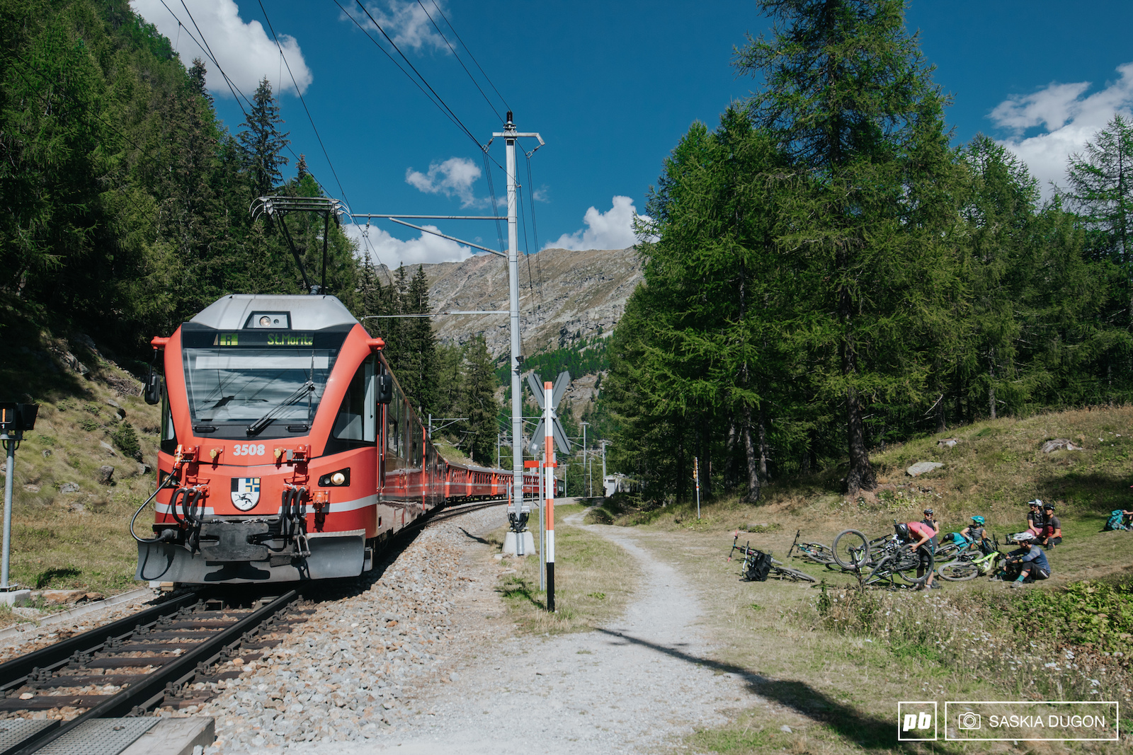 One of the many alpine railways venturing up and down the alpine passes.