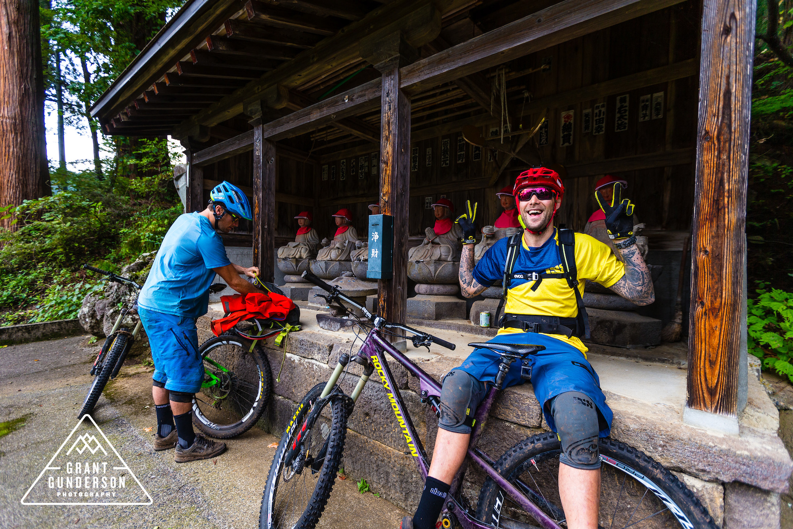 KC Deane Geoff Gulevich mountain biking in Nozawa Onsen