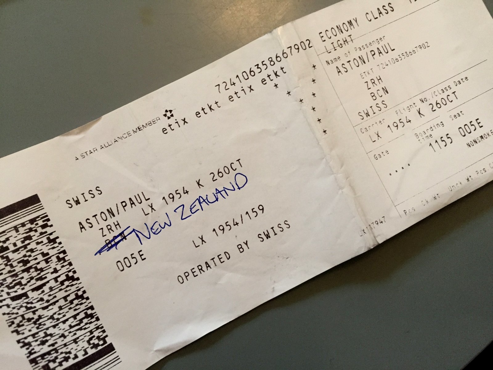 Fake ticket to NZ