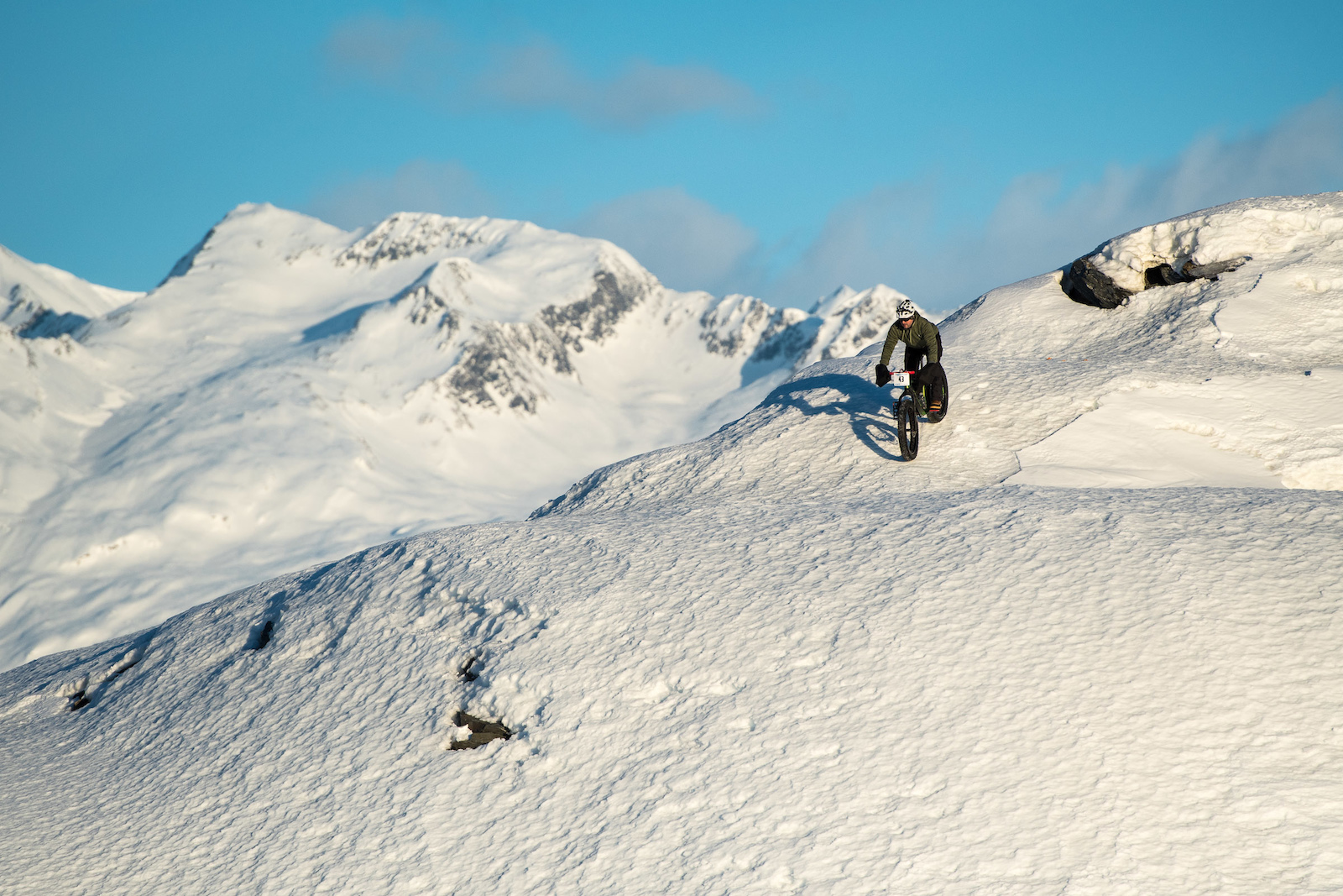 When the snow is supportive, or wind hammered, fat bike freeride opportunities are available all over and around Valdez.
