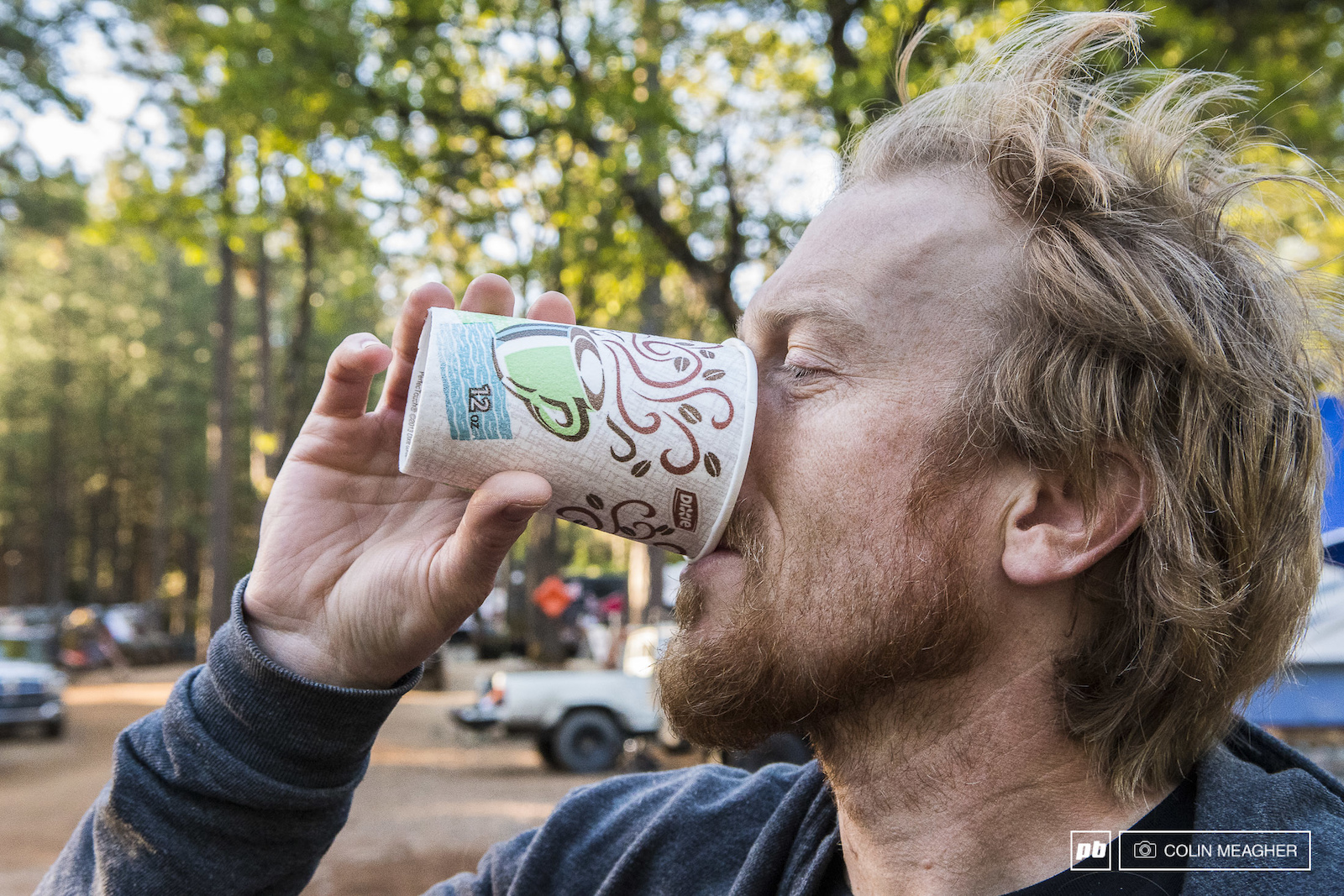 Race day came way too early for Nathan Riddle: not enough coffee to fuel up the Santa Cruz/WTB hard man.