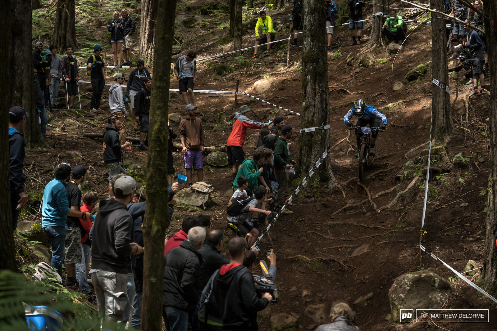 Sam Hill charging through the rough stuff on stage seven.