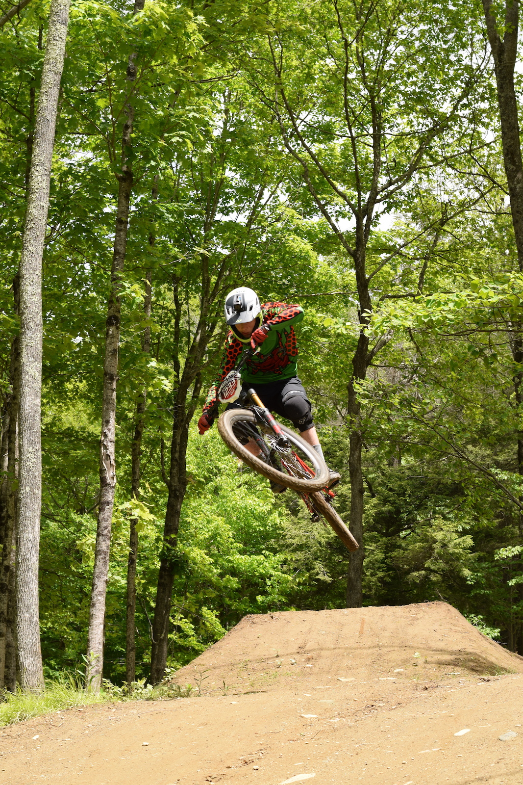 Hitting the Step Down on Billy Badger at Thunder MTB Park.