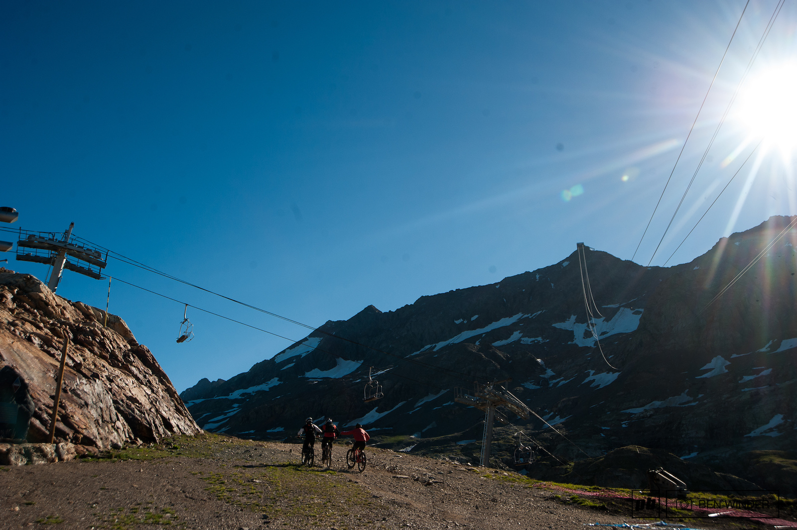 Some riders found an alternative lift to the top of the mountain two riders in tow from one e-bike.