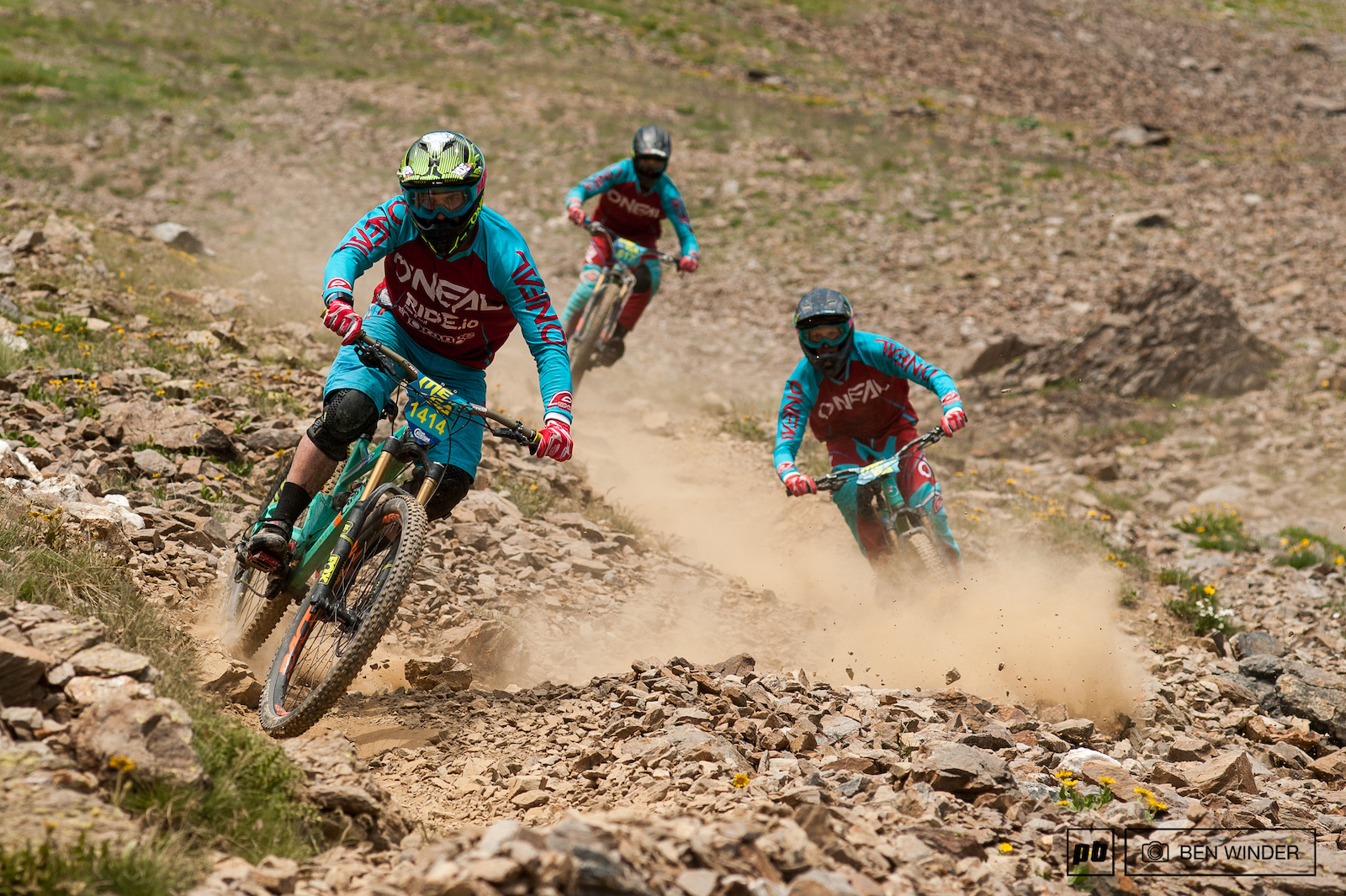 Emyr Davies powering through the dust.