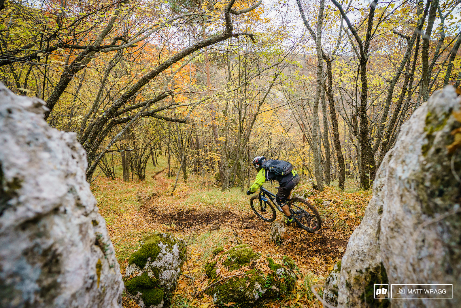 Stage two is the high-speed Fontassas which starts in earnest with this awkward rock drop before firing riders down the mountainside.