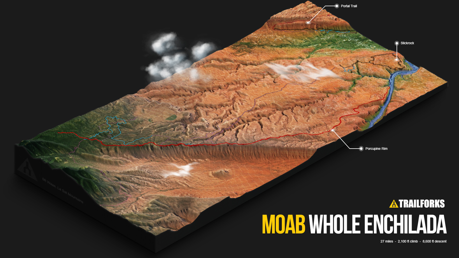 Stylized 3D map of Moab Whole Enchilada area with trails overlayed. 1920x1080 wallpaper.

Photoshop scratch disk was using 80GB working on the file, PSD is 450 MB.
