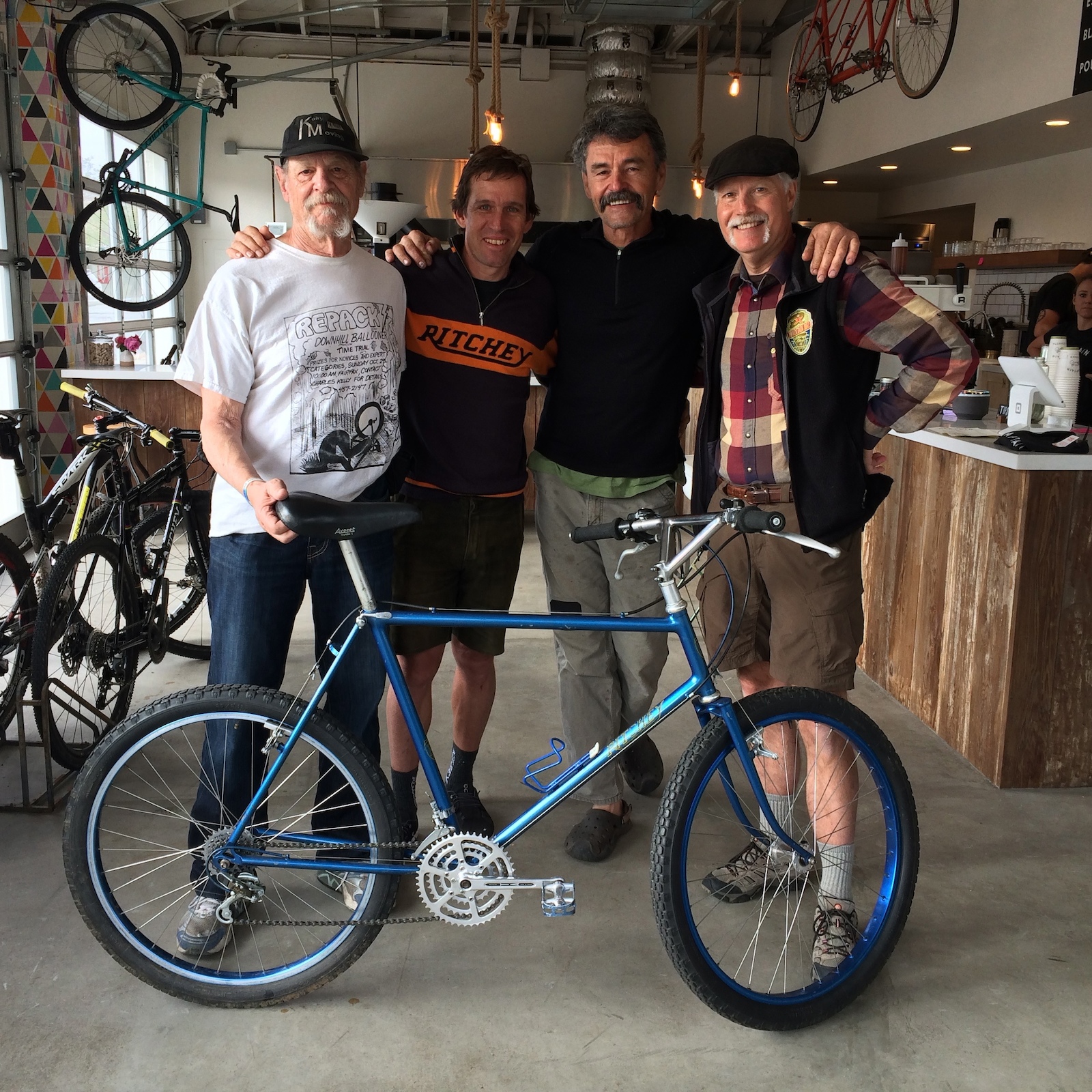 Ritchey MountainBike #4, owned by Thomas Frischknecht, shown at Captain and Stoker coffee house in Monterey
