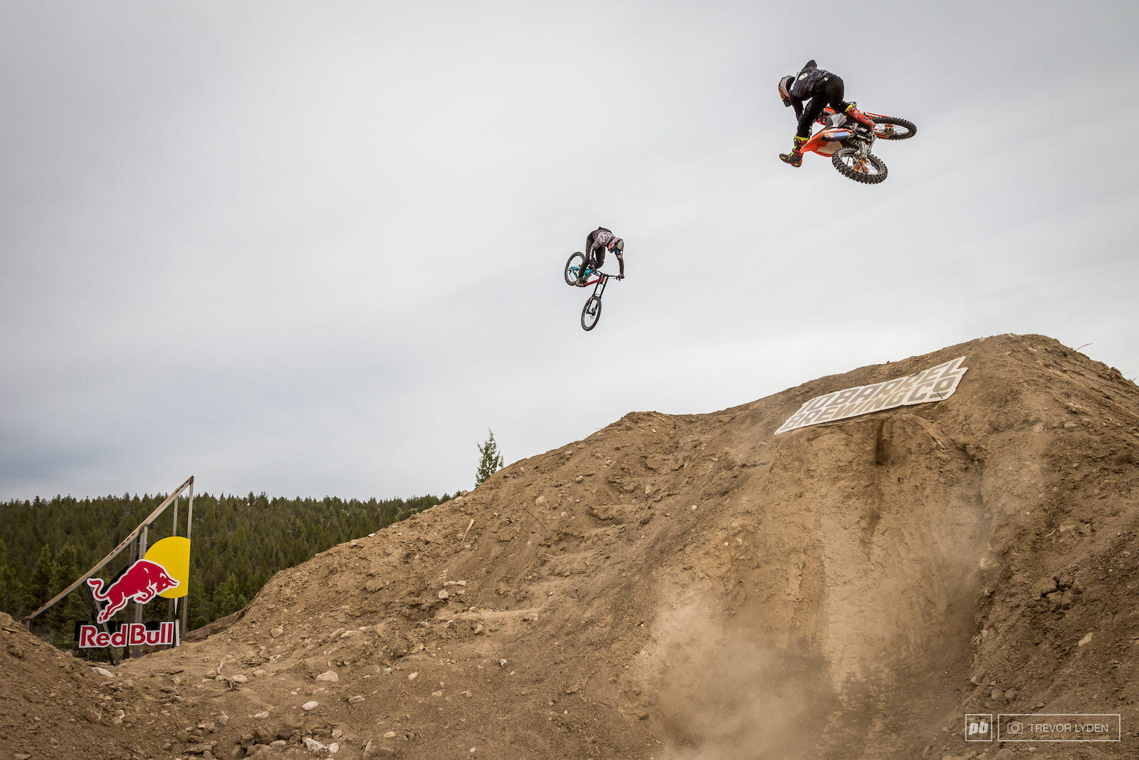 Carson and Maddo with synchronized aerial treats.
