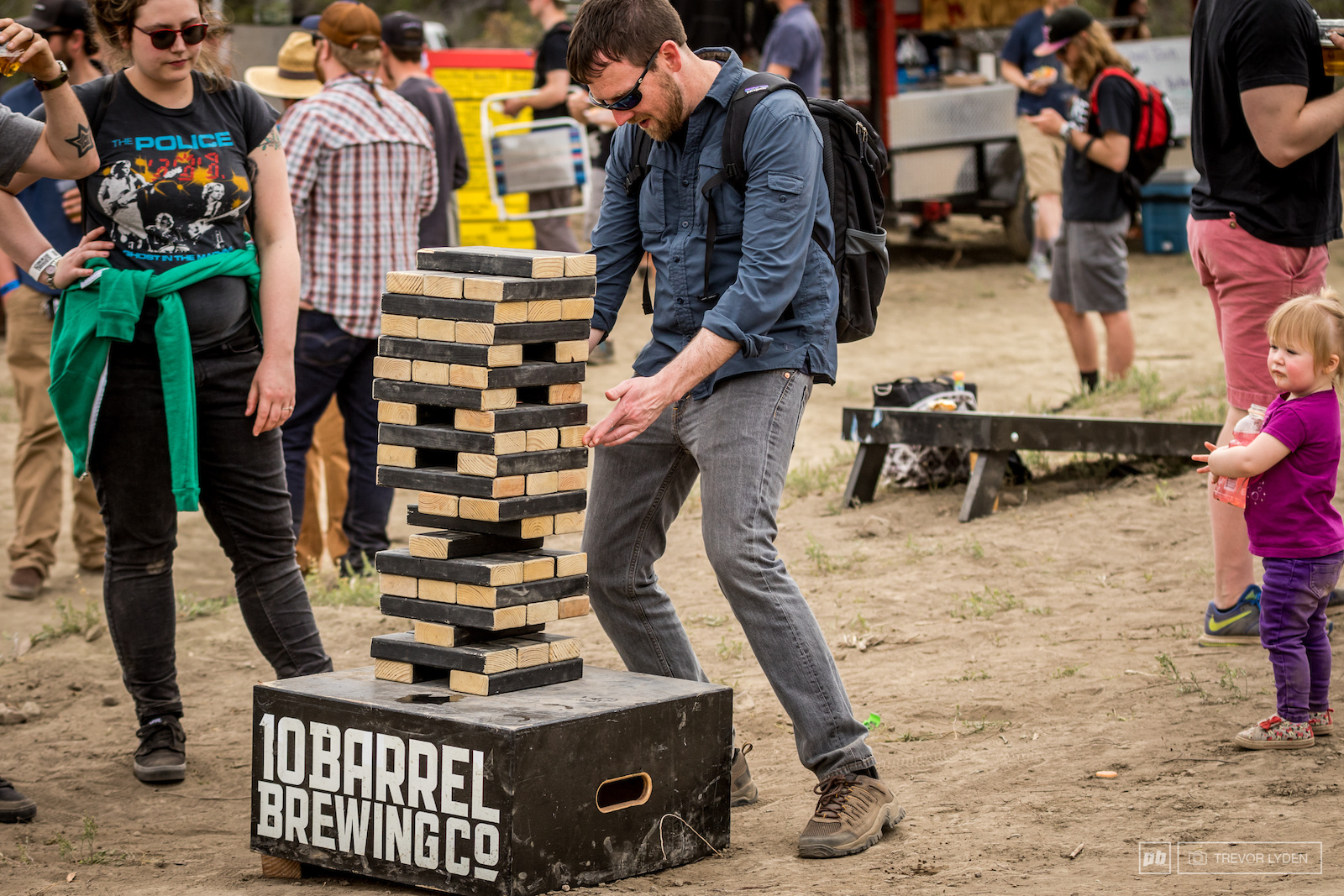 Giant jenga is always a crowd pleaser at 10 Barrel events.