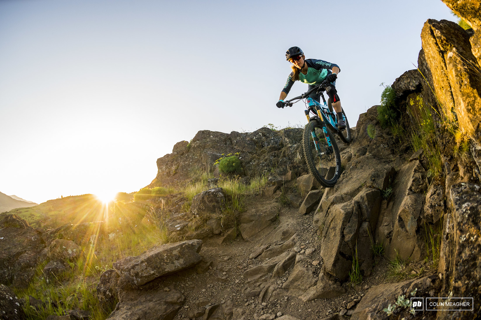 Nikki Rohan testing gear for the Spring 2018 Pinkbike Gear Review on Little Moab above Bingen WA.
