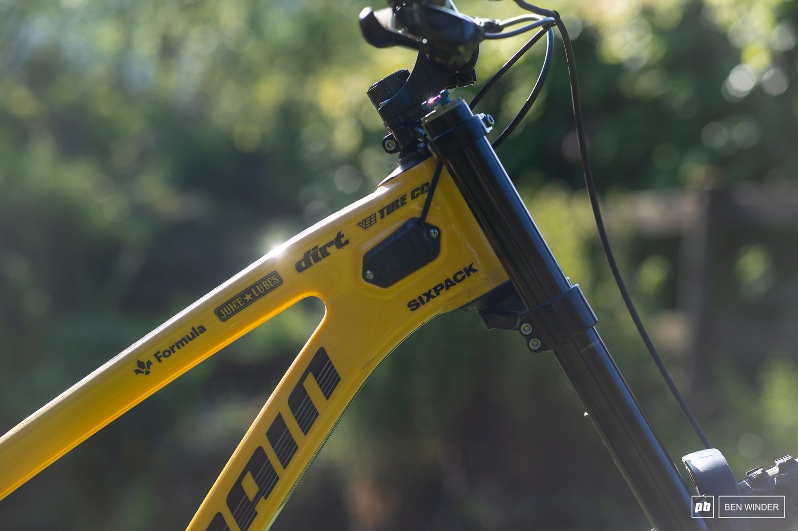 The Rage has built-in fork bumpers that double as inlet ports for the internal cable routing.