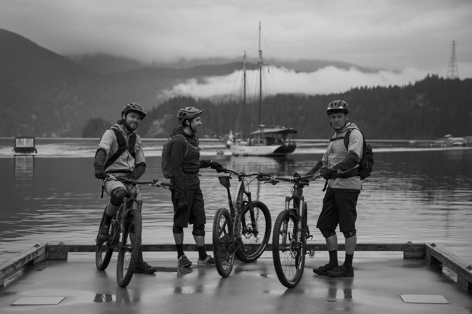 Andrew Shandro Joe Schwartz and Aaron Bradford complete the triple crown on Vancouver s North Shore BC.
