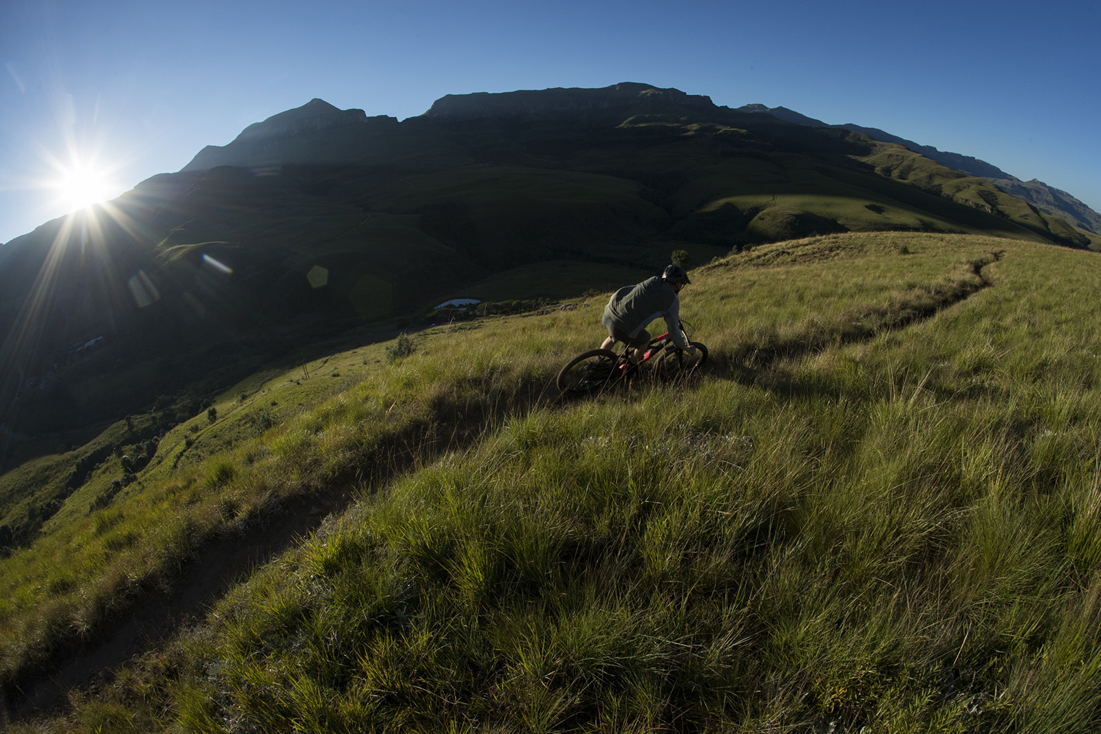 Matt Hunter rides with locals Hylton Turvey and Fanie Kok on the trails in the Karkloof and Drakensberg Range of South Africa