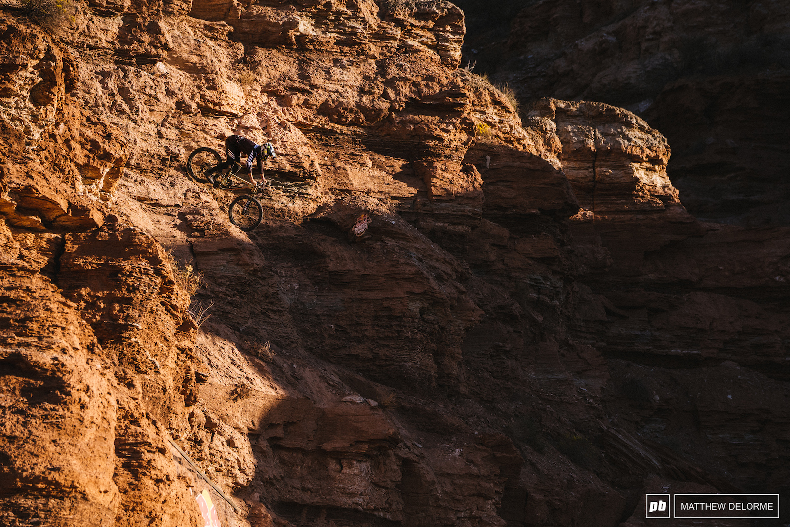 Brendan sent the rock the canyon gap and the chute today. His run is pretty much linked up at this point. One of the few riders nearly ready to go tomorrow.