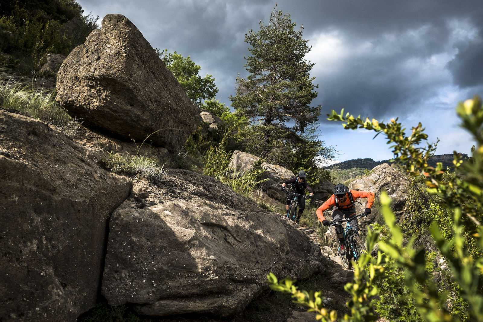 Rafa and Pablo lost in a sea of rocks in the Sierra y Canones de Guara.