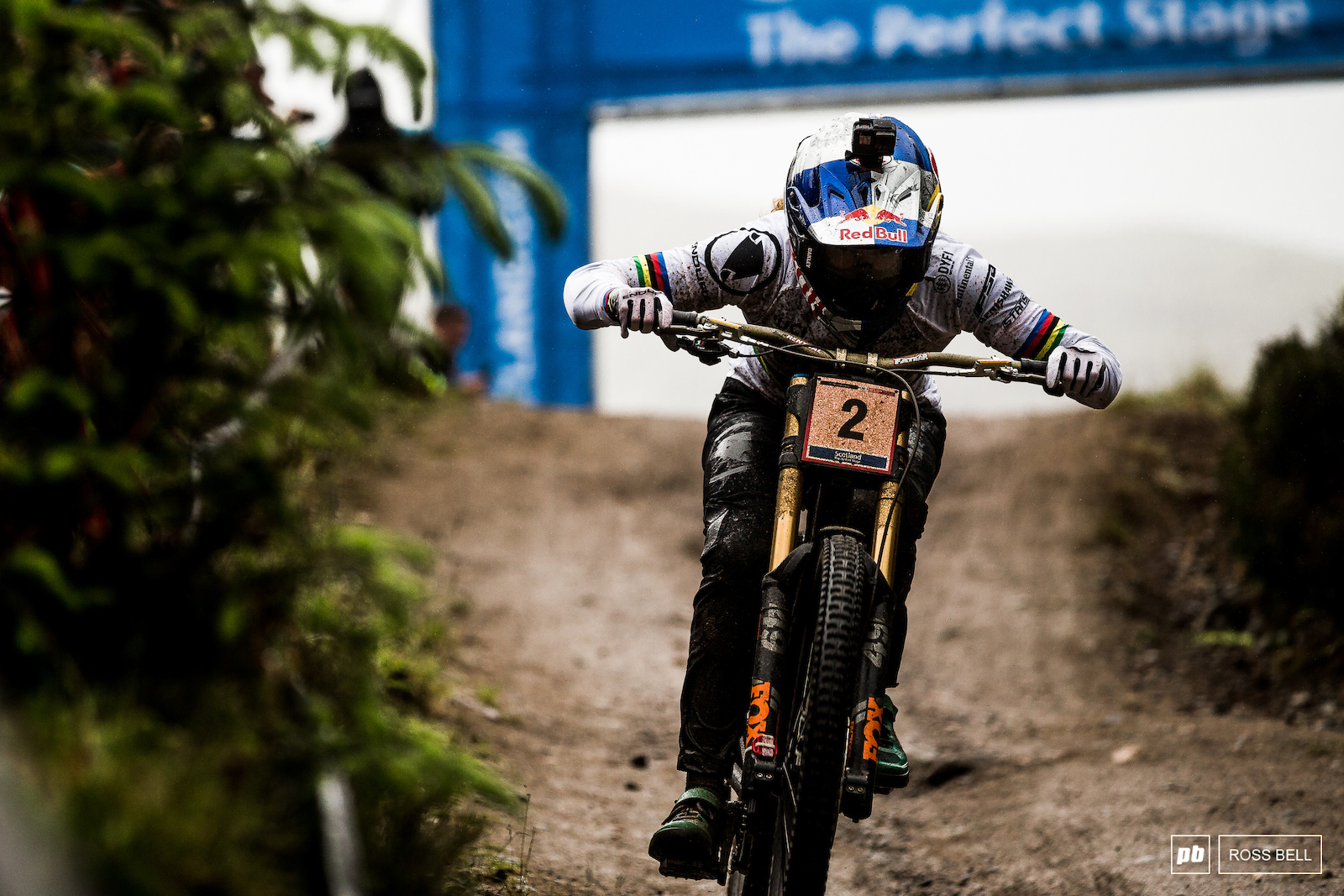 Rachel Atherton charging hard to the line to take her first win aboard her own bike brand in Fort William last season.