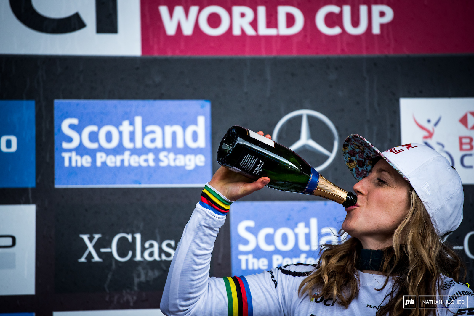 Rachel Atherton embibes just one more bottle of Scottish champers.