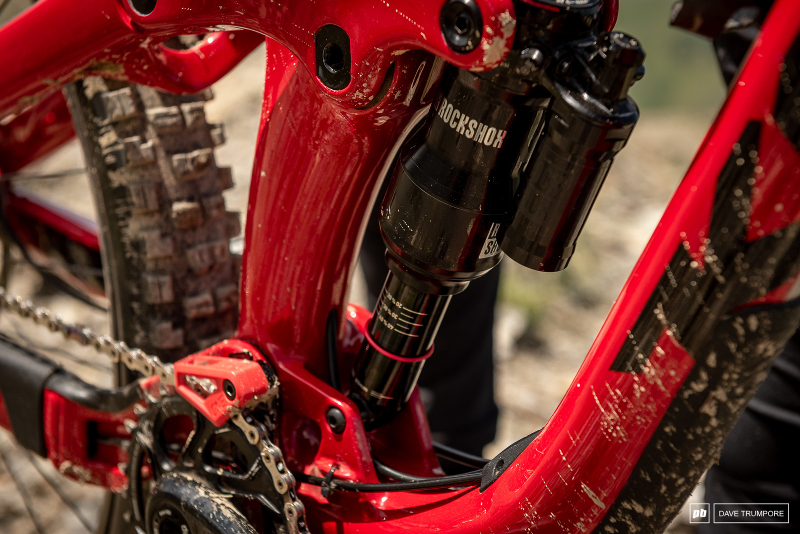 Keegan Wright's Devinci Spartan - Rock Shox Super Deluxe rear shock, and One Up chain guide