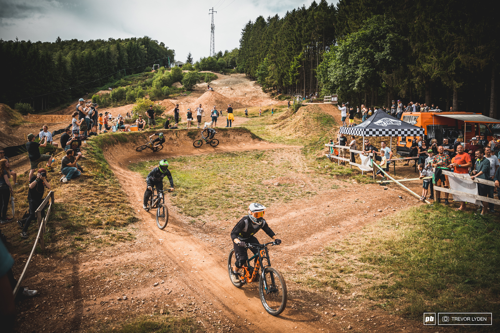 The Loose Riders mega train had around 100 riders descending the hills of the bike park.