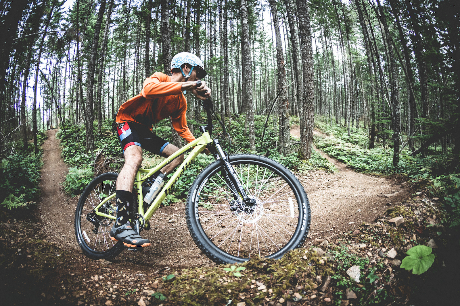 Mountain biker riding Fine China in Nanaimo