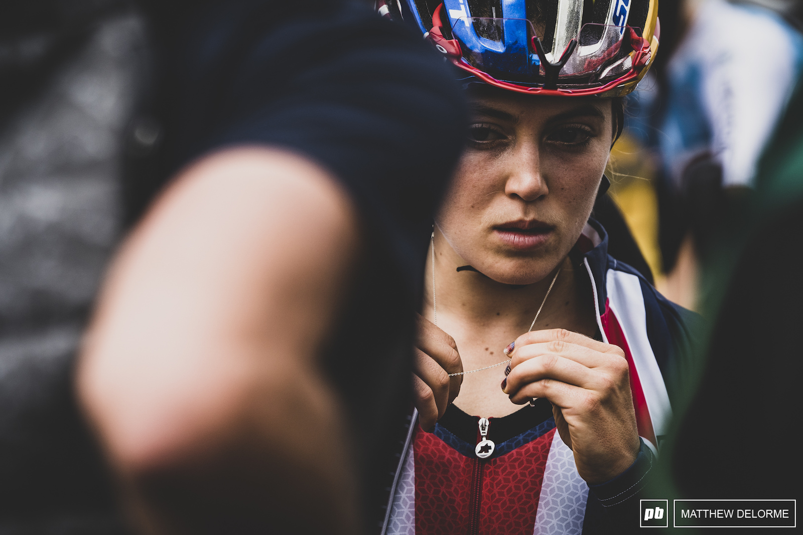 Kate Courtney looked a little pensive before the start.