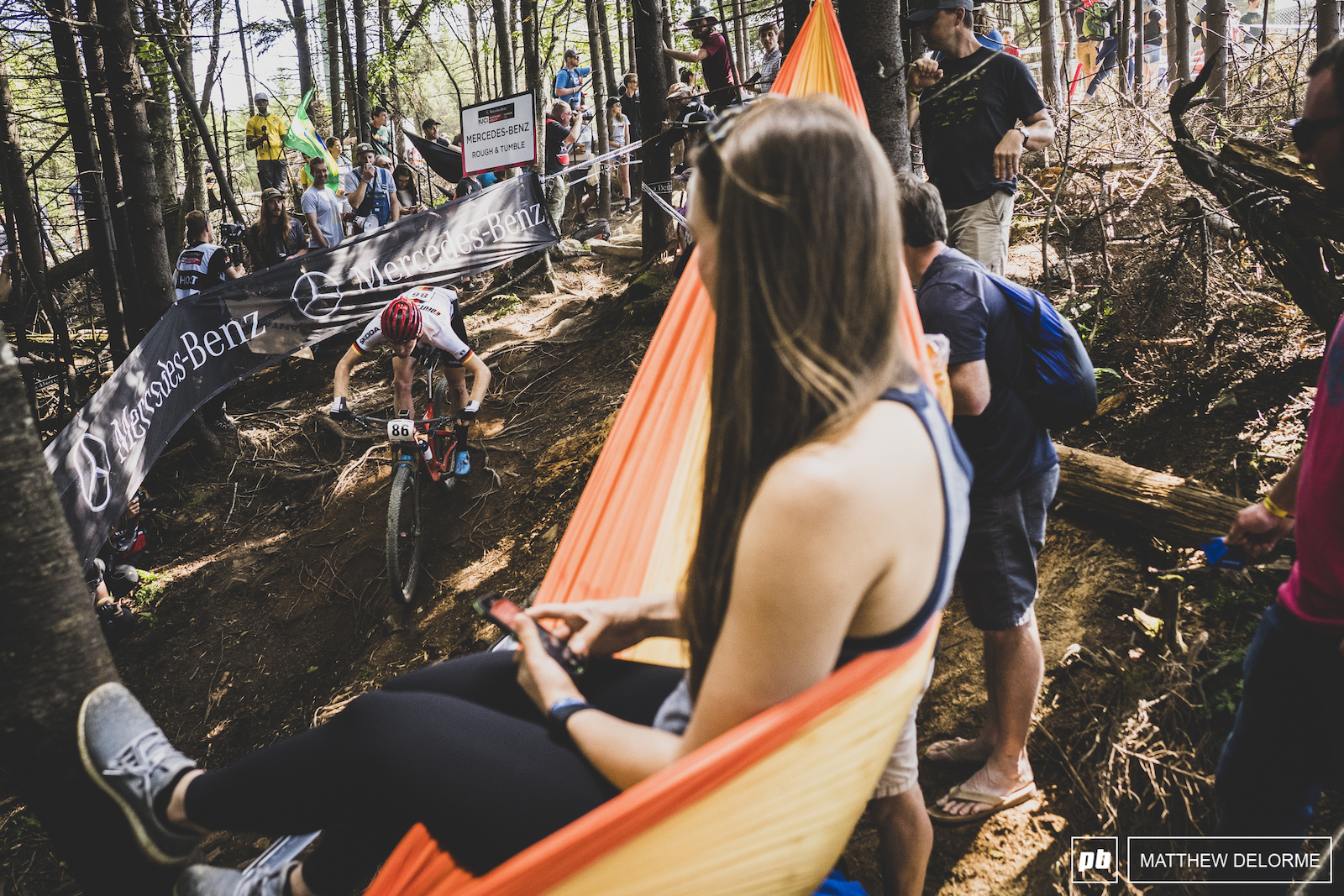 Prime spectating spots are key when you spend the day partying in the woods.