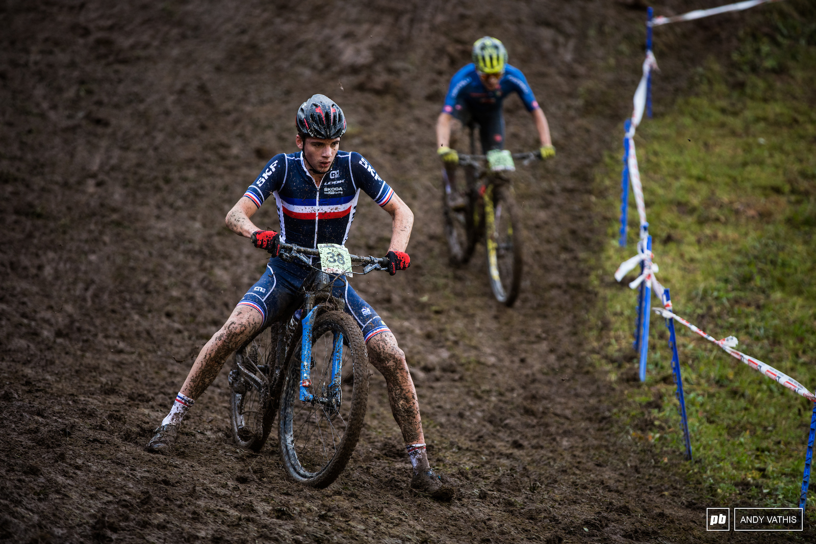 There are many ways to tackle a very slick section. This is one is highly unrecommended.
