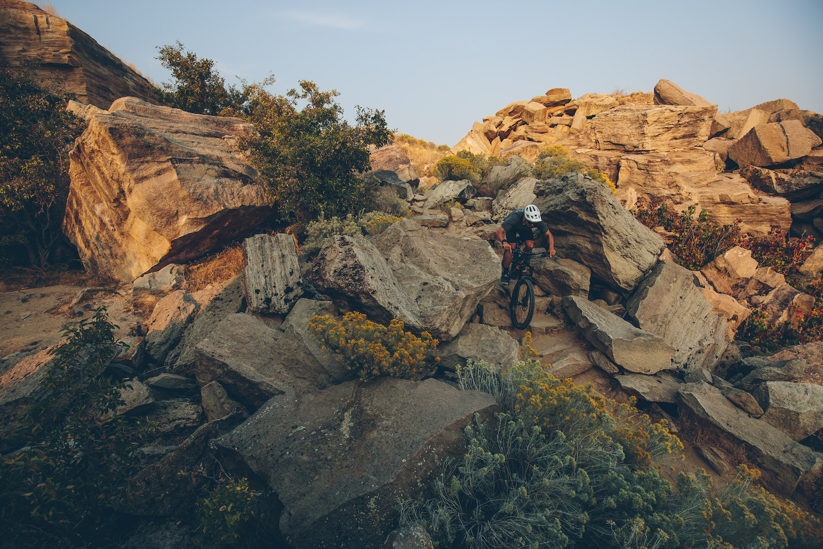 Braydon Bringhurst fully committed through one of Table Rock s most technical sections of trail.