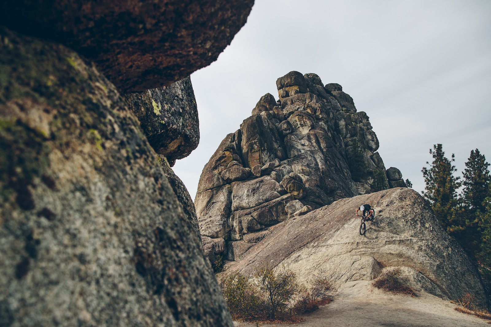 Braydon Bringhurts playing around on the rock rollers on the iconic StackRock Trail