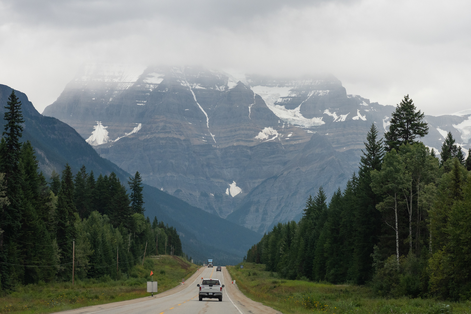 The imposing view of Mt. Robson - the highest peak in the Canadian Rockies