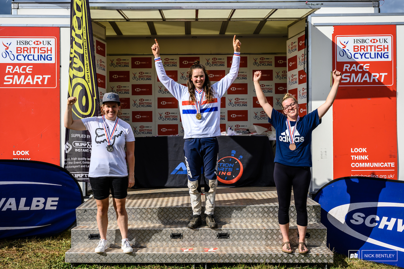 the 2021 Women s Senior National Championships podium with Martha Gill in 1st followed by Katherine Oldfield in 2nd and Katie Roach in 3rd