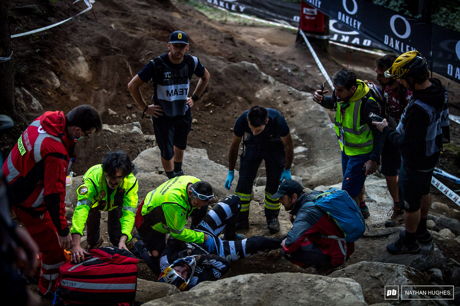 Disturbing scenes but already Brook was telling medics to let him up because he was okay.