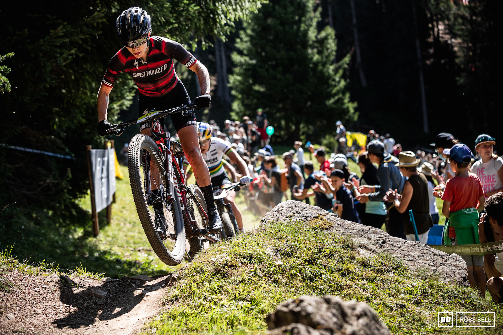 Sina Frei takes charge at the front of the field.