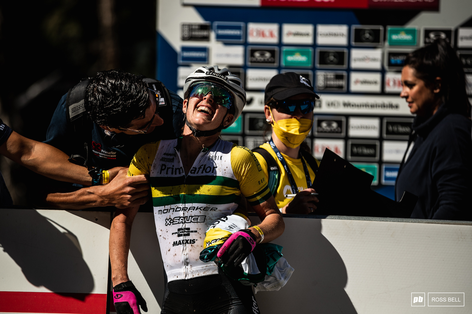 Rebecca McConnell exhausted and ecstatic as she rode into second place.