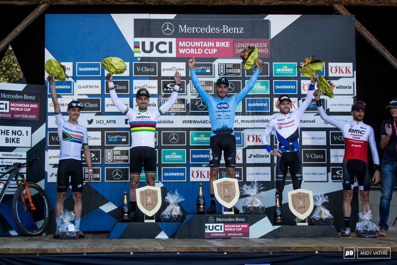 Your Elite Men s podium 1st Victor Koretzky 2nd Nino Schurter 3rd Mathias Flueckiger 4th Alan Hatherly and 5th Titouan Carod