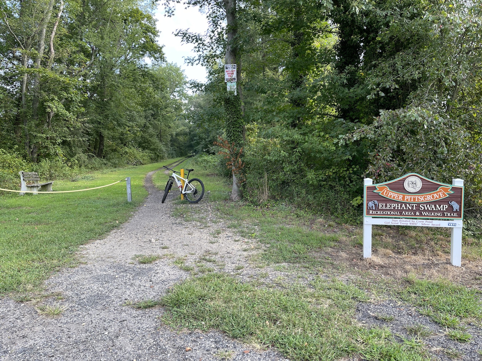 This is the sign at one end of the trail in Upper Pittsgrove. There's ample parking at this location.