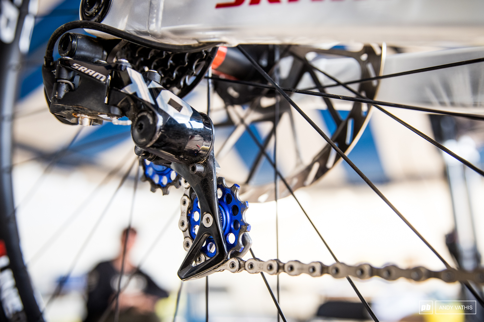 Chuck s bike also gets some touches of America for derailleur pulleys.