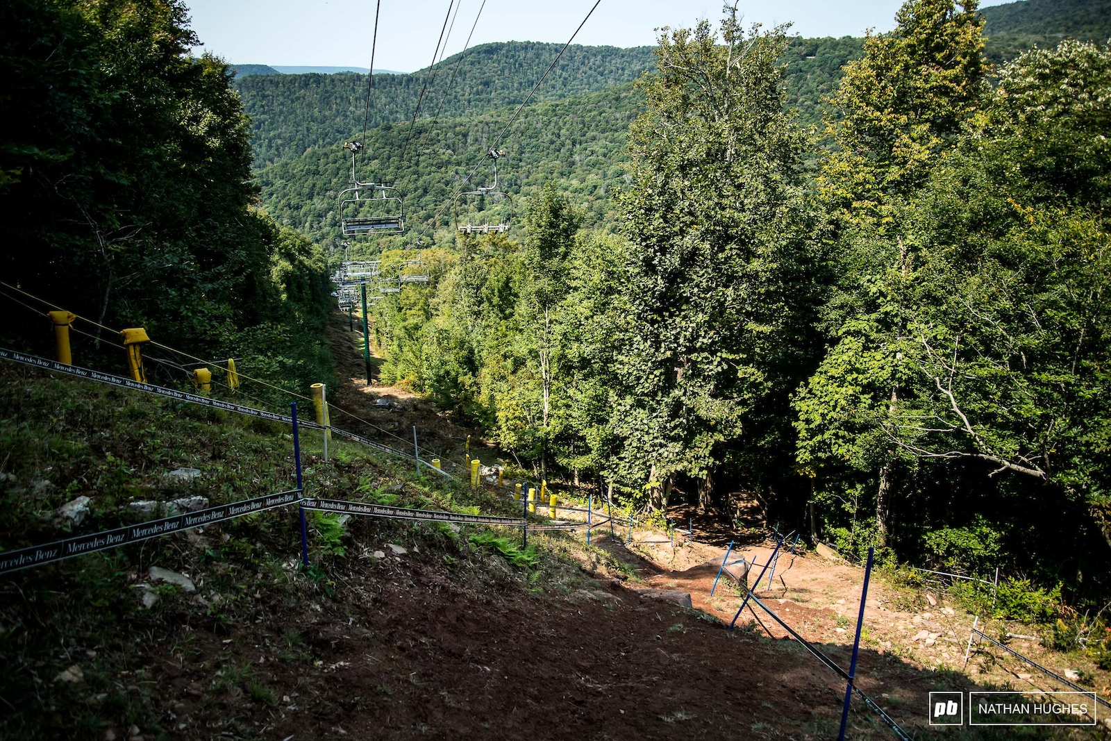 The steep section is taped pretty curiously this race.