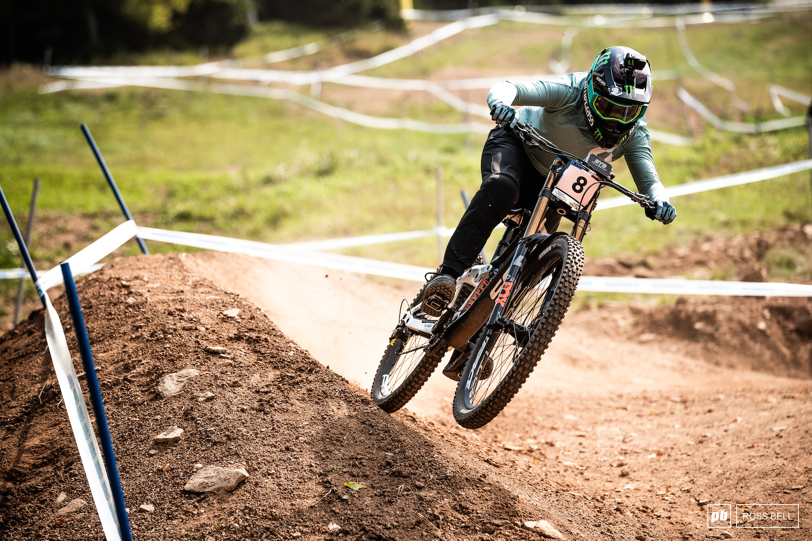 Marine Cabirou powering out of one of the top turns.