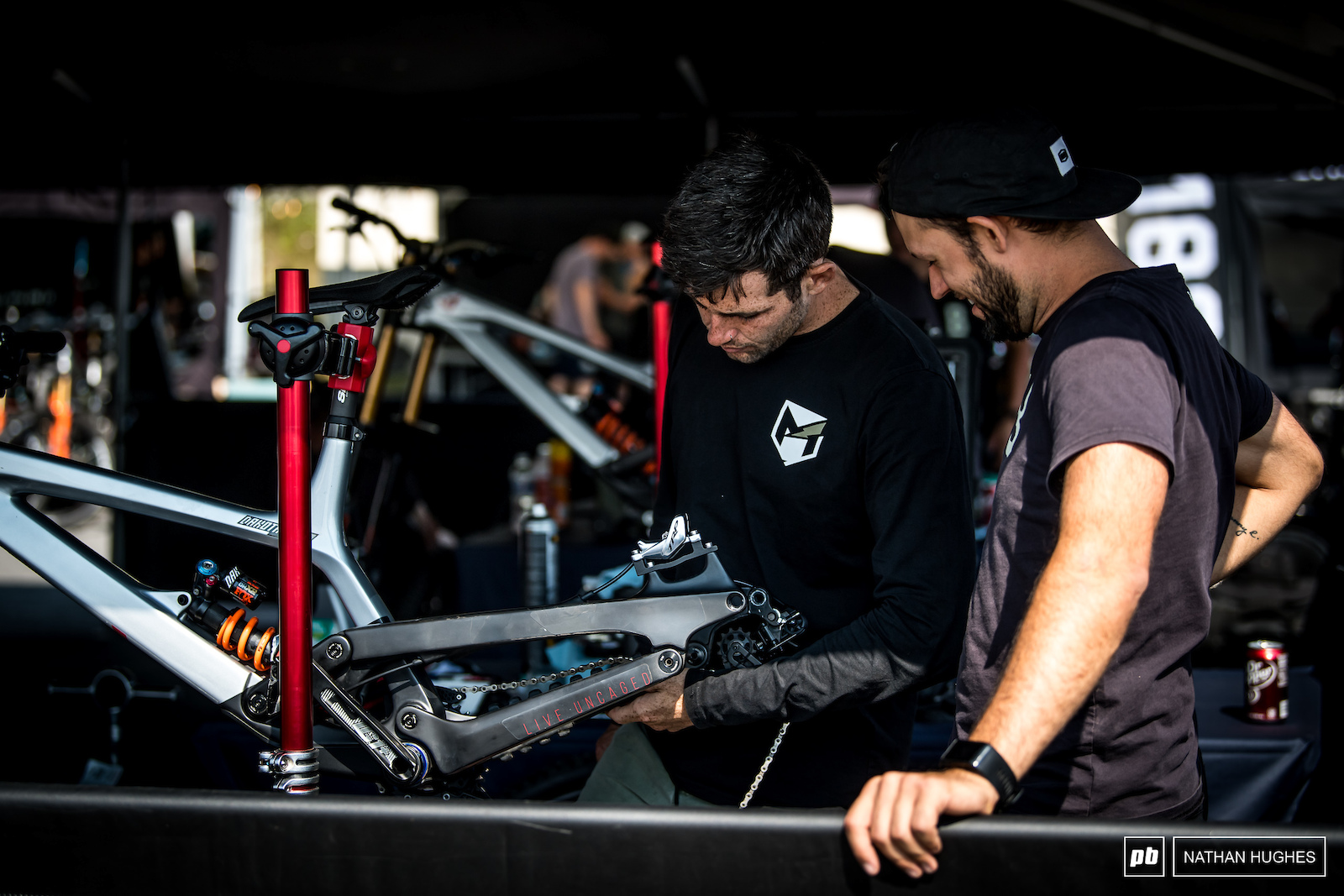 Dakotah inspects the rig after a brutal day of rock bashing.