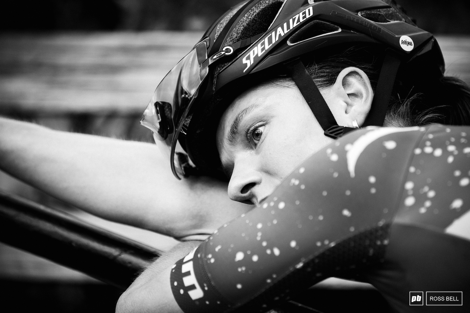 Jenny Rissveds catches her breath after riding into third behind the Trek duo.