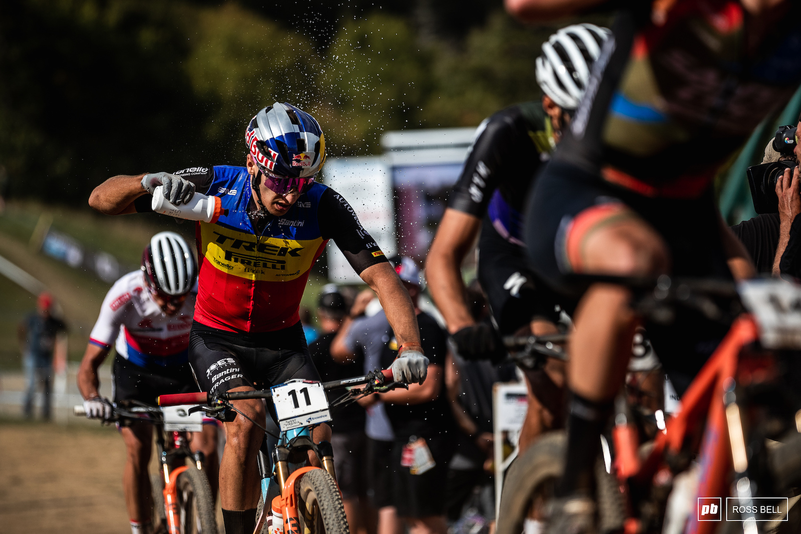 It was hot out there for the elite races. Vlad Dascalu does his best to cool off.
