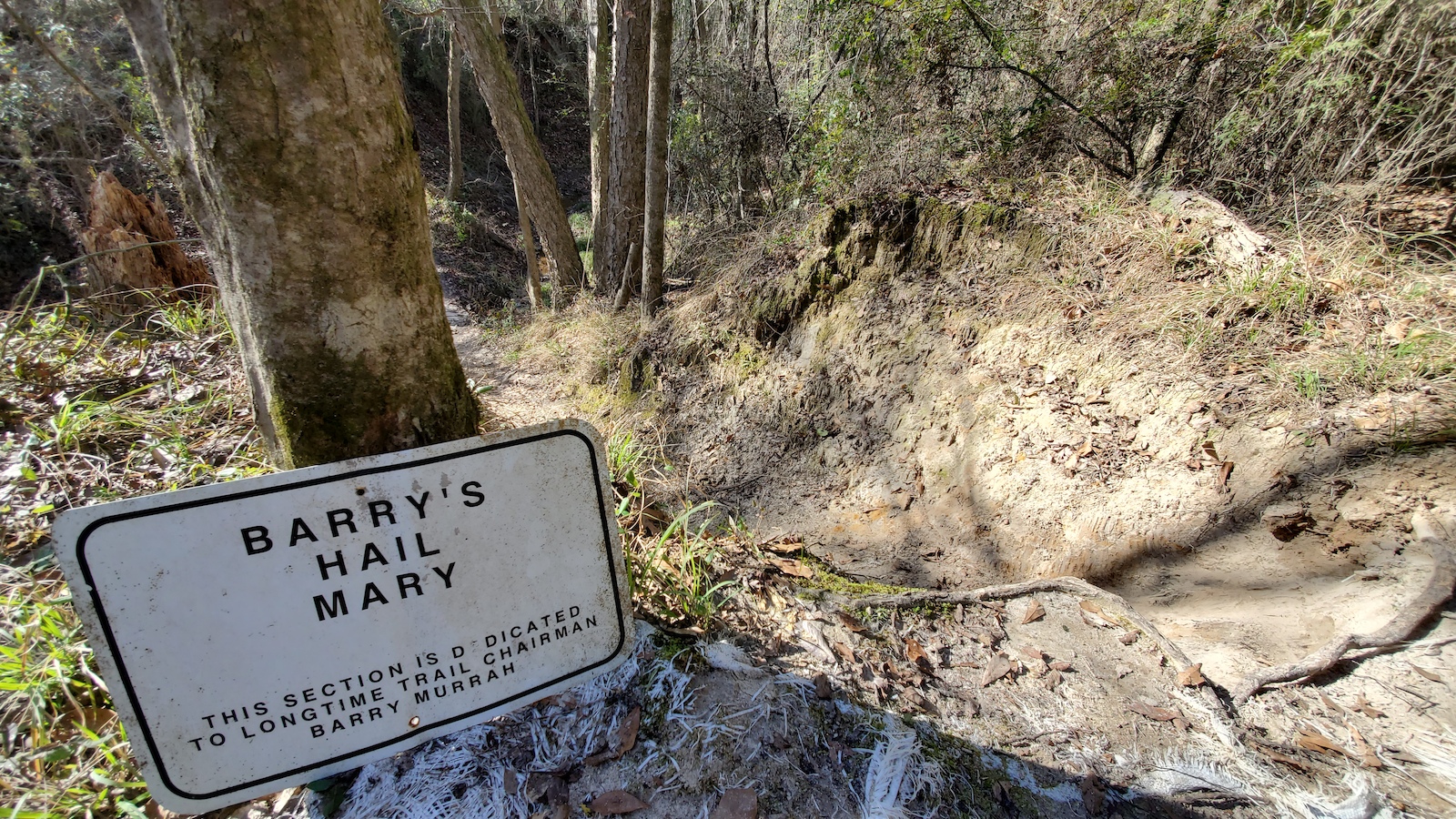 Barry's Hail Mary: A steep technical chute down a small ravine.